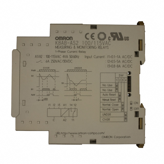 【K8AB-AS2 100/115VAC】RELAY CURRENT MONITOR 0.1-8A